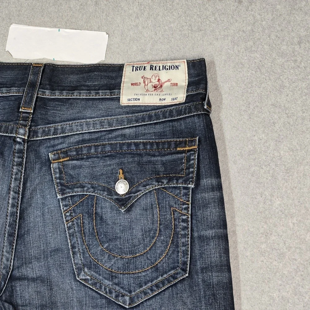 True Religion Men Jeans 38 Blue Denim Billy Flap Bootcut 31